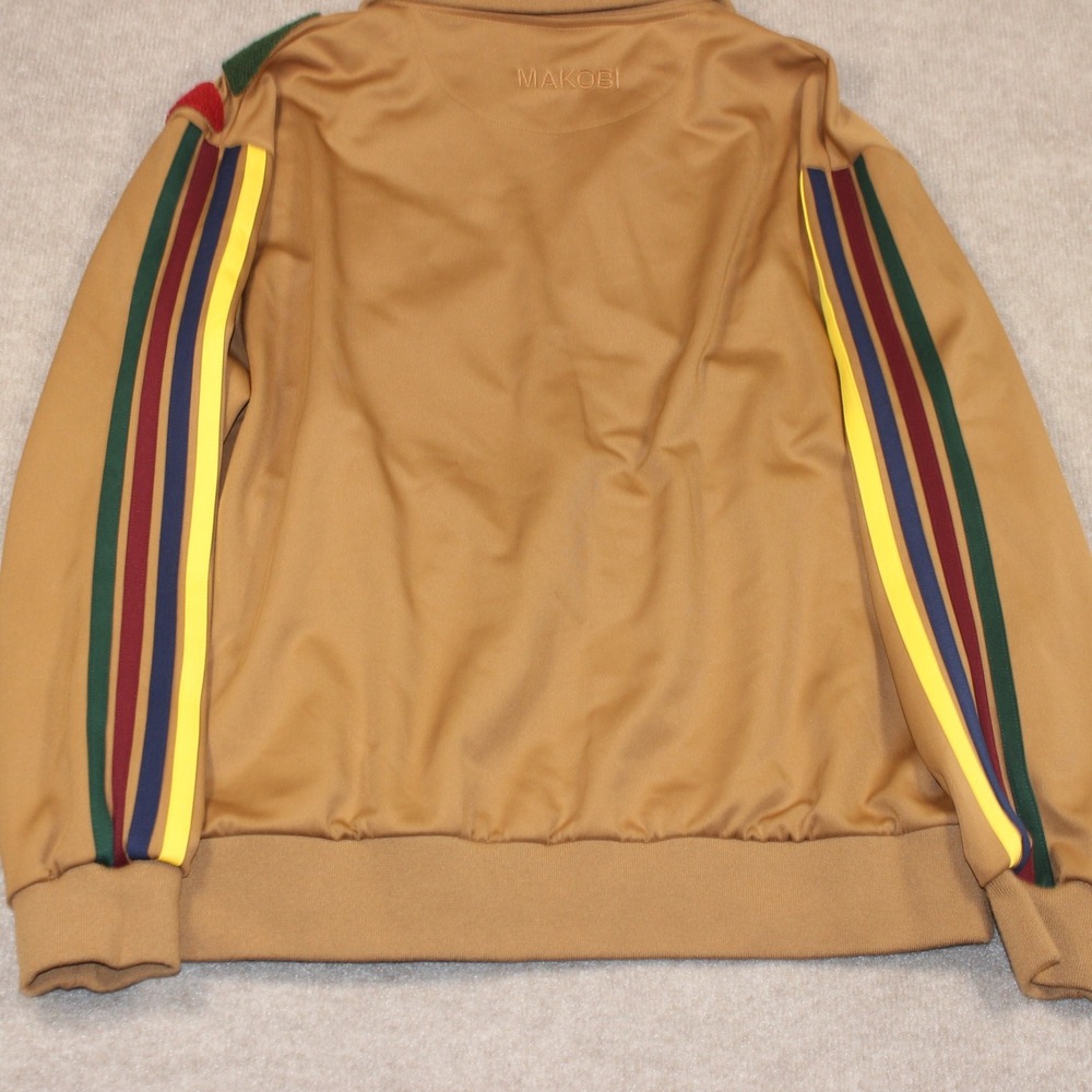 Makobi Mens XL Tracksuit Set Tan Camel Multi Color Stripe Zip Jacket Pants M2757 - Picture 10 of 16